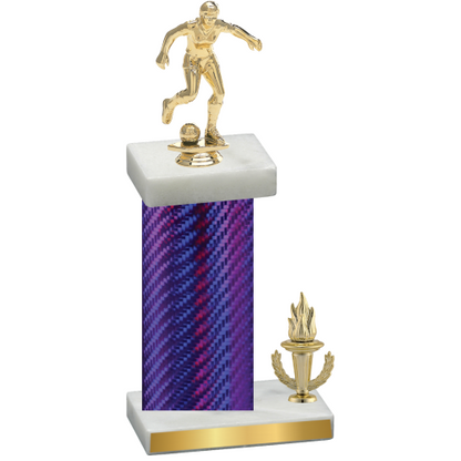 Accented Single Purple Carbon Fiber Victory Soccer Trophy