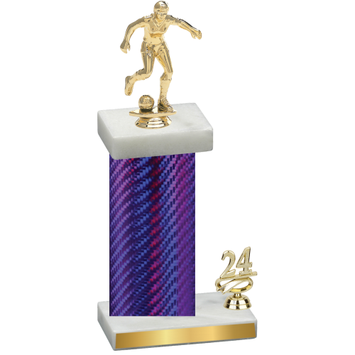 Accented Single Purple Carbon Fiber Year Soccer Trophy