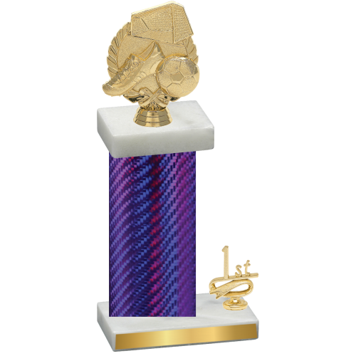 Accented Single Purple Carbon Fiber First Place Soccer Trophy