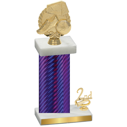 Accented Single Purple Carbon Fiber Second Place Soccer Trophy