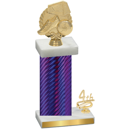 Accented Single Purple Carbon Fiber Fourth Place Soccer Trophy