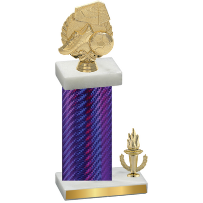 Accented Single Purple Carbon Fiber Victory Soccer Trophy