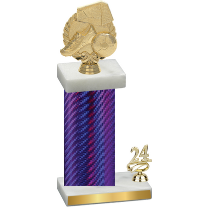 Accented Single Purple Carbon Fiber Year Soccer Trophy