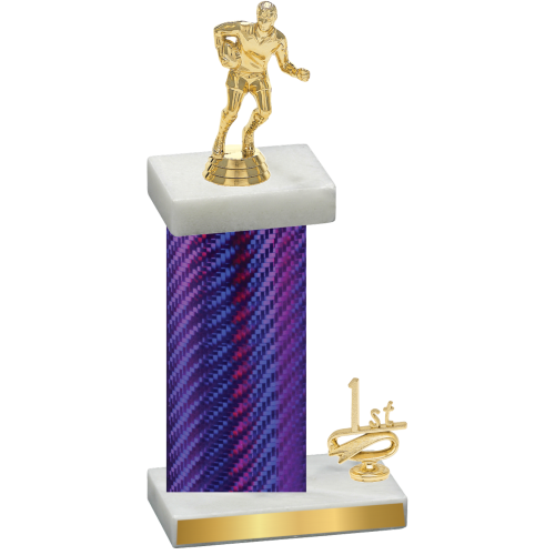 Accented Single Purple Carbon Fiber First Place Rugby Trophy