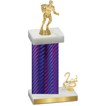 Accented Single Purple Carbon Fiber Second Place Rugby Trophy