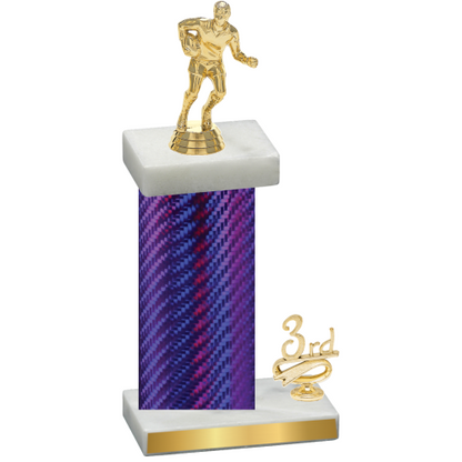 Accented Single Purple Carbon Fiber Third Place Rugby Trophy