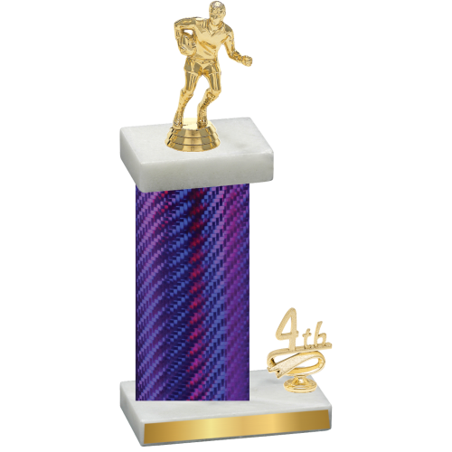 Accented Single Purple Carbon Fiber Fourth Place Rugby Trophy