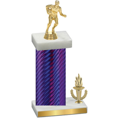 Accented Single Purple Carbon Fiber Victory Rugby Trophy