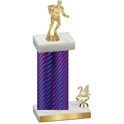 Accented Single Purple Carbon Fiber Year Rugby Trophy