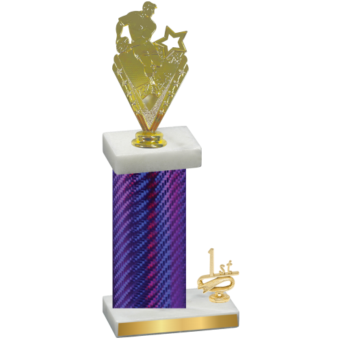 Accented Single Purple Carbon Fiber First Place Rugby Trophy