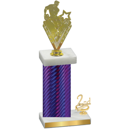 Accented Single Purple Carbon Fiber Second Place Rugby Trophy