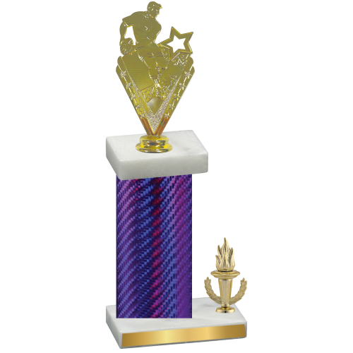 Accented Single Purple Carbon Fiber Victory Rugby Trophy