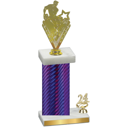 Accented Single Purple Carbon Fiber Year Rugby Trophy