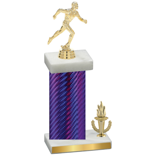 Accented Single Purple Carbon Fiber Victory Running Trophy