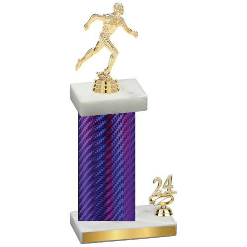 Accented Single Purple Carbon Fiber Year Running Trophy