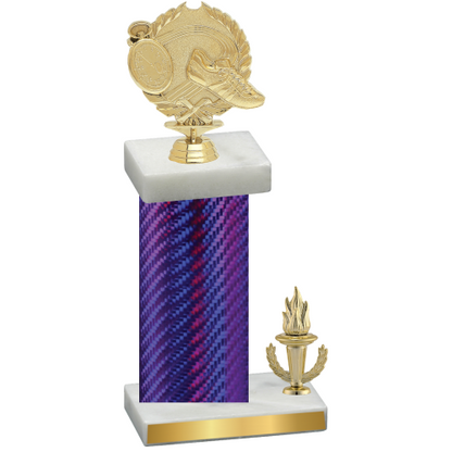 Accented Single Purple Carbon Fiber Victory Running Trophy