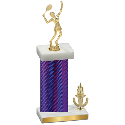 Accented Single Purple Carbon Fiber Victory Tennis Trophy