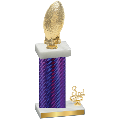 Accented Single Purple Carbon Fiber Third Place Football Trophy