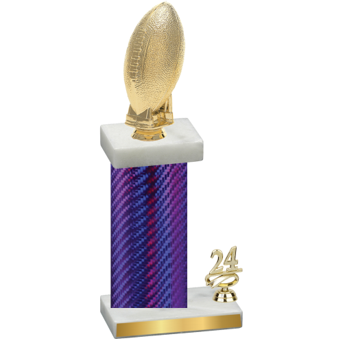 Accented Single Purple Carbon Fiber Year Football Trophy