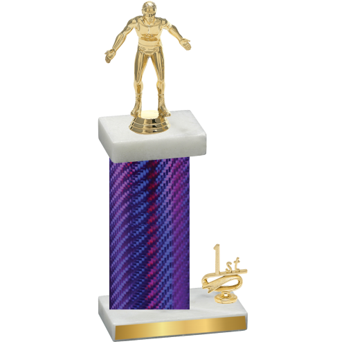 Accented Single Purple Carbon Fiber First Place Wrestling Trophy