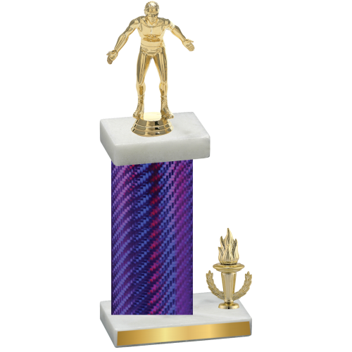 Accented Single Purple Carbon Fiber Victory Wrestling Trophy