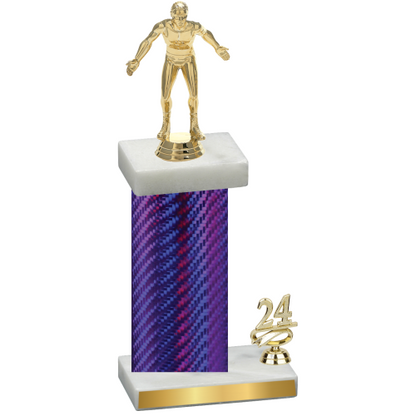 Accented Single Purple Carbon Fiber Year Wrestling Trophy