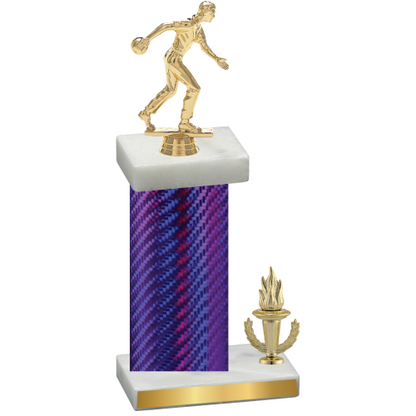 Accented Single Purple Carbon Fiber Victory Bowling Trophy