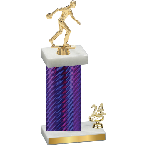 Accented Single Purple Carbon Fiber Year Bowling Trophy
