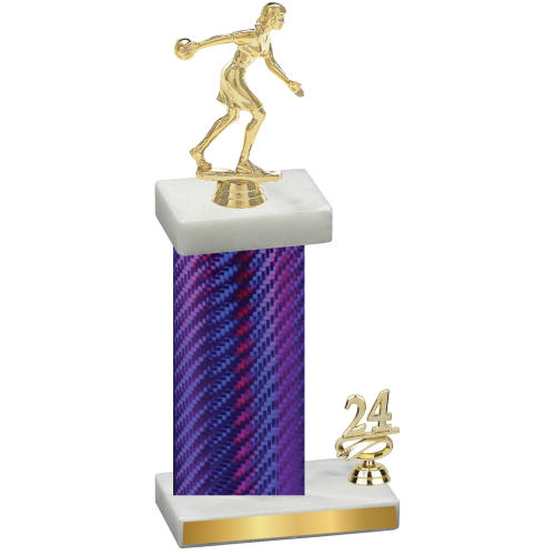 Accented Single Purple Carbon Fiber Year Bowling Trophy