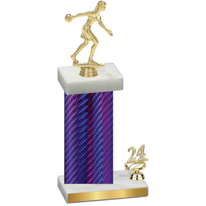 Accented Single Purple Carbon Fiber Year Bowling Trophy