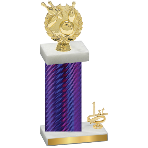 Accented Single Purple Carbon Fiber First Place Bowling Trophy