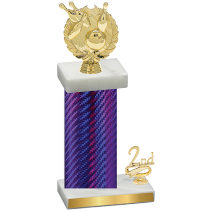 Accented Single Purple Carbon Fiber Second Place Bowling Trophy