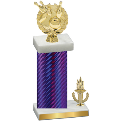 Accented Single Purple Carbon Fiber Victory Bowling Trophy