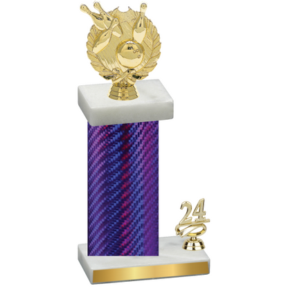 Accented Single Purple Carbon Fiber Year Bowling Trophy