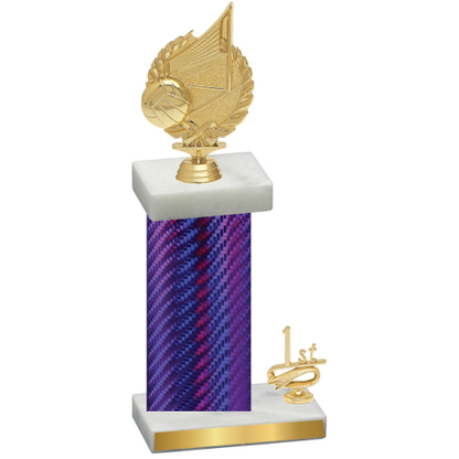 Accented Single Purple Carbon Fiber First Place Volleyball Trophy