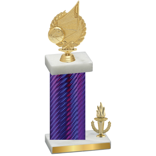 Accented Single Purple Carbon Fiber Victory Volleyball Trophy