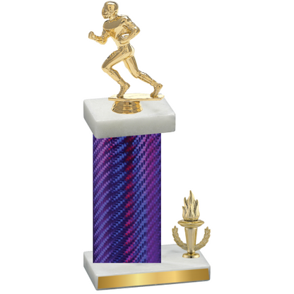 Accented Single Purple Carbon Fiber Victory Football Trophy