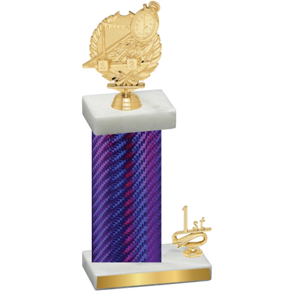 Accented Single Purple Carbon Fiber First Place Swimming Trophy