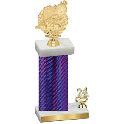 Accented Single Purple Carbon Fiber Year Swimming Trophy