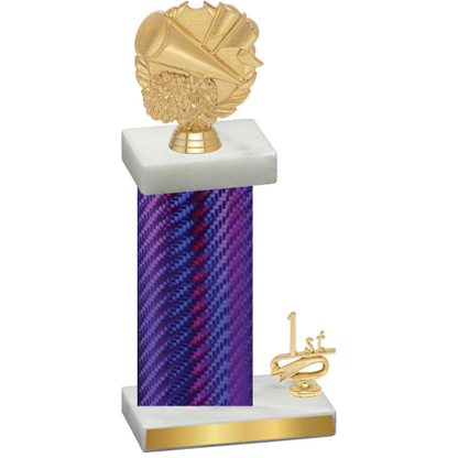 Accented Single Purple Carbon Fiber First Place Cheerleading Trophy