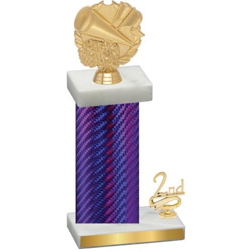 Accented Single Purple Carbon Fiber Second Place Cheerleading Trophy