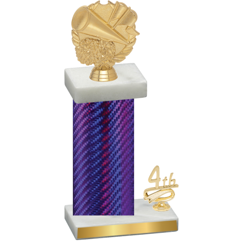 Accented Single Purple Carbon Fiber Fourth Place Cheerleading Trophy