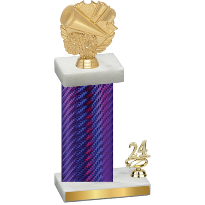 Accented Single Purple Carbon Fiber Year Cheerleading Trophy