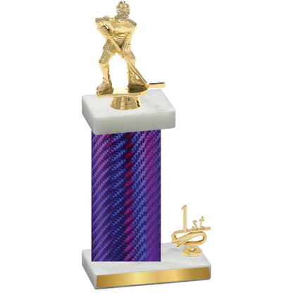 Accented Single Purple Carbon Fiber First Place Hockey Trophy