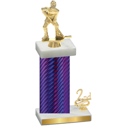 Accented Single Purple Carbon Fiber Second Place Hockey Trophy