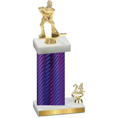 Accented Single Purple Carbon Fiber Year Hockey Trophy