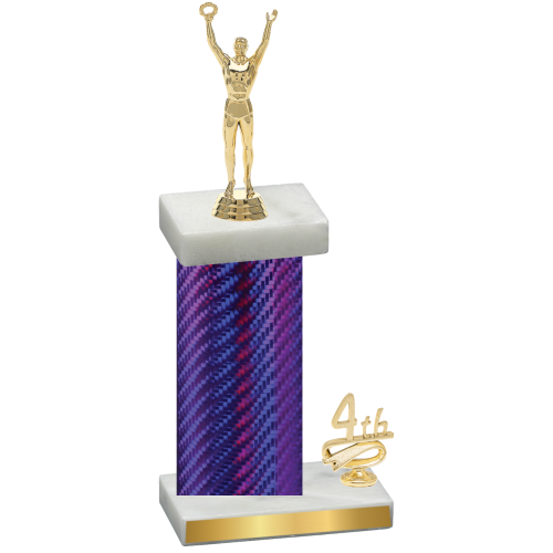 Accented Single Purple Carbon Fiber Fourth Place Victory Trophy