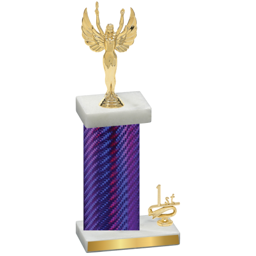 Accented Single Purple Carbon Fiber First Place Victory Trophy