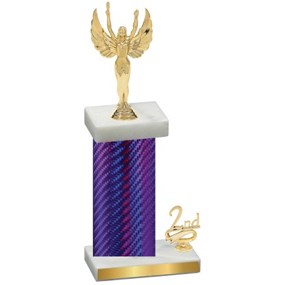 Accented Single Purple Carbon Fiber Second Place Victory Trophy