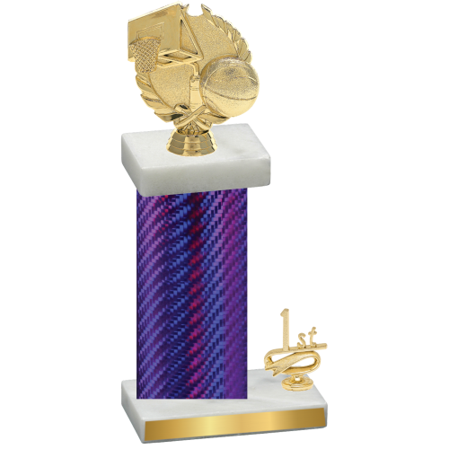 Accented Single Purple Carbon Fiber First Place Basketball Trophy